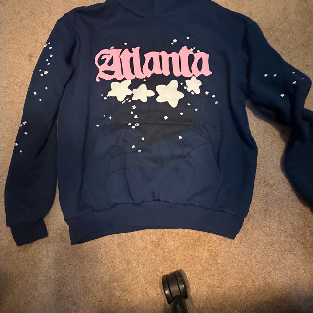 Navy Blue Atlanta Hoodie with Pink and White Stars